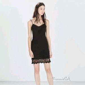 Zara NWT Sz: S Black Lingerie Lace Dress